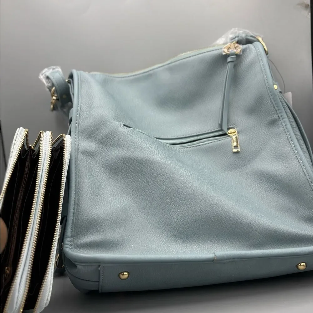MKF Collection by Mia K Women's Blue Handbag and Wallet Set